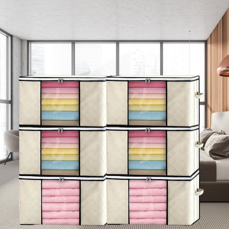 Clothes Storage, Foldable Blanket Storage Bag, Beige
