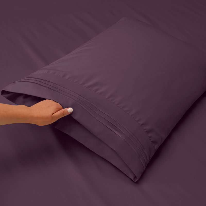 Microfiber Sheet Set, Twin Sheet Set + 1 Fitted Sheet + 3 Pillowcases, Eggplant