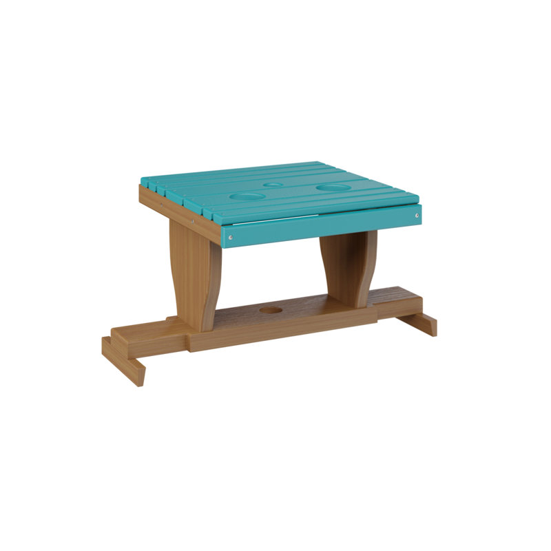 Table de canapé coulissante Berlin Gardens, Bleu Aruba, Teck naturel