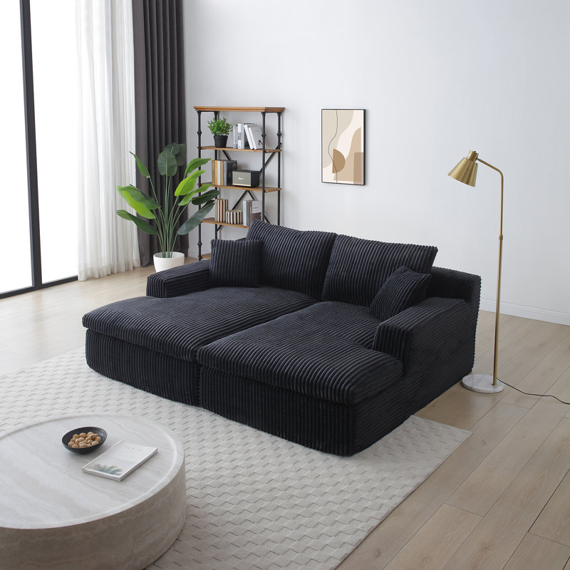 Méridienne surdimensionnée 87 po avec canapé-lit moelleux 87 po, Beige, H 27,5 po x l 87 po x P 64 po