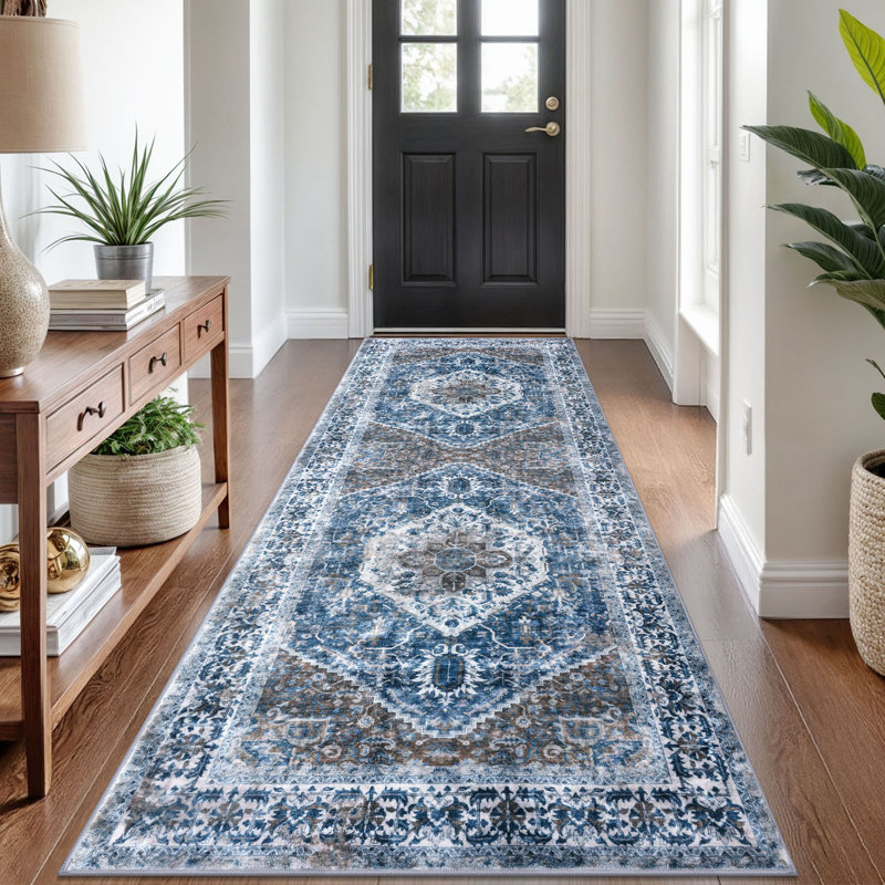 Jodhveer Area Rug Washable Rug Non-Slip Backing Indoor Rugs, Runner 3' x 8'