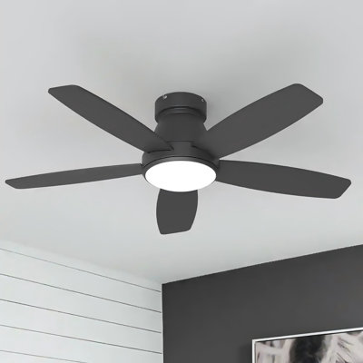 52 in. Indoor/Outdoor Black Ceiling Fan with Light and Remote, Dimmable LED, 3-Color, 6 Speeds DC Reversible, Noiseless