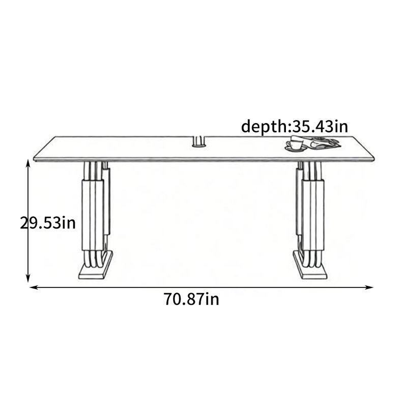 Petite table de salle à manger Porath, H 29,53 po x l 70,78 po x P 35,43 po