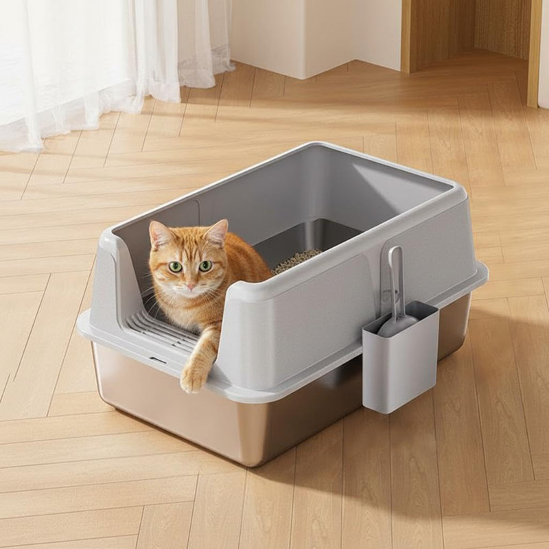 Stainless Steel Litter Box, Grey
