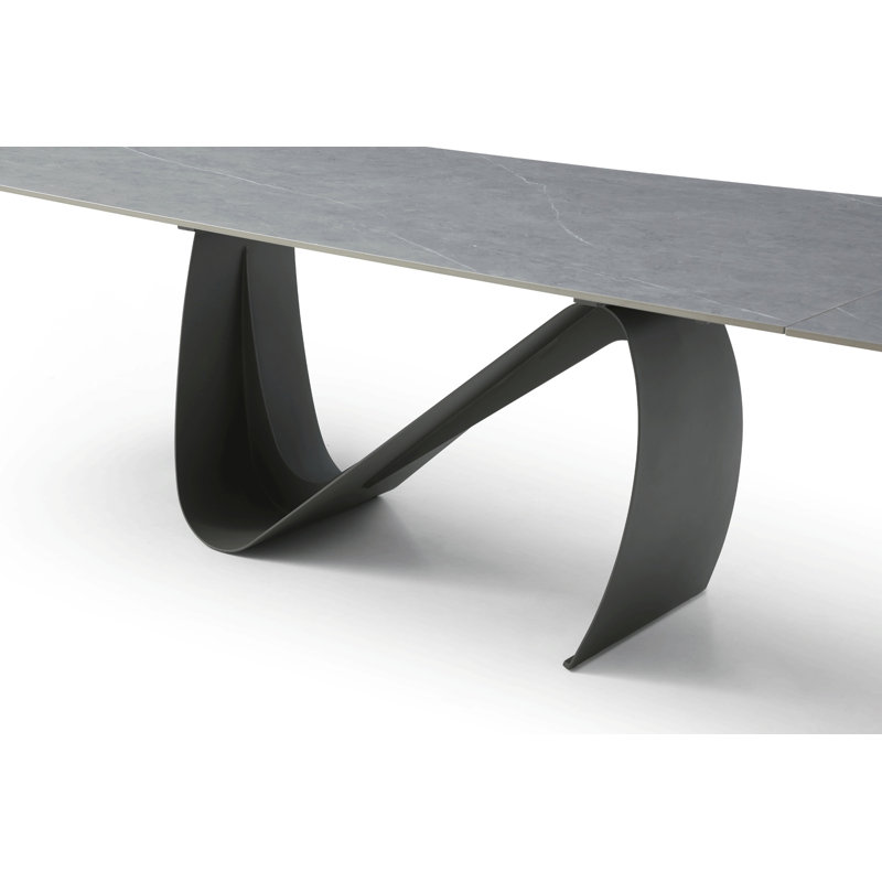 Ceramic Rectangular Extendable Dining Table 83 -123 inches  – Dark Grey