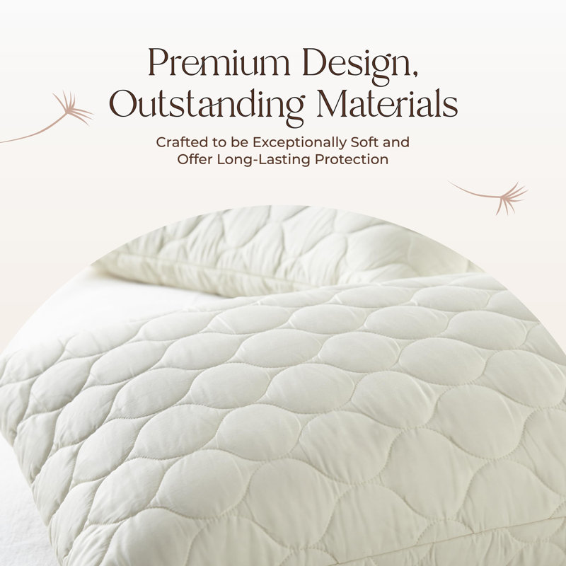 Protège-oreiller en coton biologique Whisper - Protège-oreiller matelassé durable pour très grand lit GOTS et certifié Fairtrade - Housse épaisse et hypoallergénique lavable à la machine avec passepoil sur les bords - Paquet de 2 (très grand)