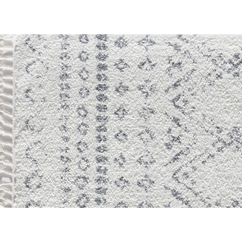 Tapis gris à poils longs Silla Mason, Rectangle 5 pi x 7 pi
