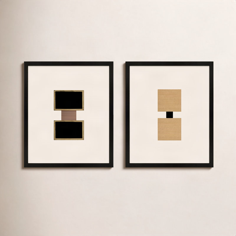 Column, Set of 2 by Eleni Psyllaki for Paradissi Digital Art - Framed Wall Art, 20" H x 16" W  x 1.25" D, Black Framed