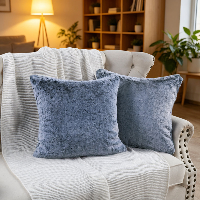 Housse de coussin lourd en fausse fourrure, H 20 pi x l 20 pi, Noir