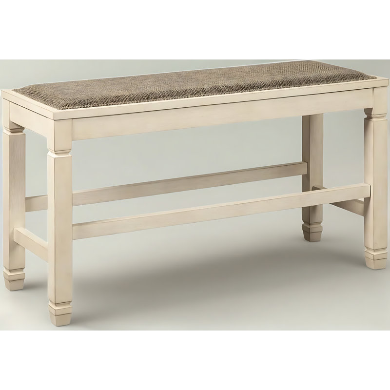 Bolanburg Double Upholstered Bench With Nailhead Trim, Counter Height Farmhouse Style Bench For Dining Room, Kitchen, Or Entryway