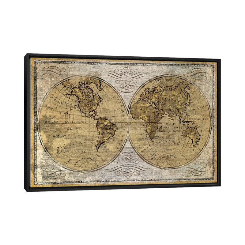 Worldwide I, impression sur toile tendue, H 18 po x l 26 po x P 1,5 po, Toile avec cadre noir, Pas de tapis