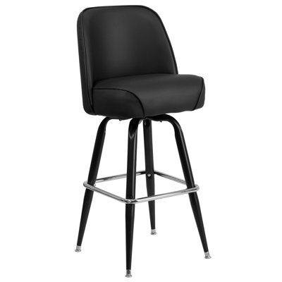 James Metal Barstool with Swivel Vinyl Upholstered Bucket Seat and Footrest