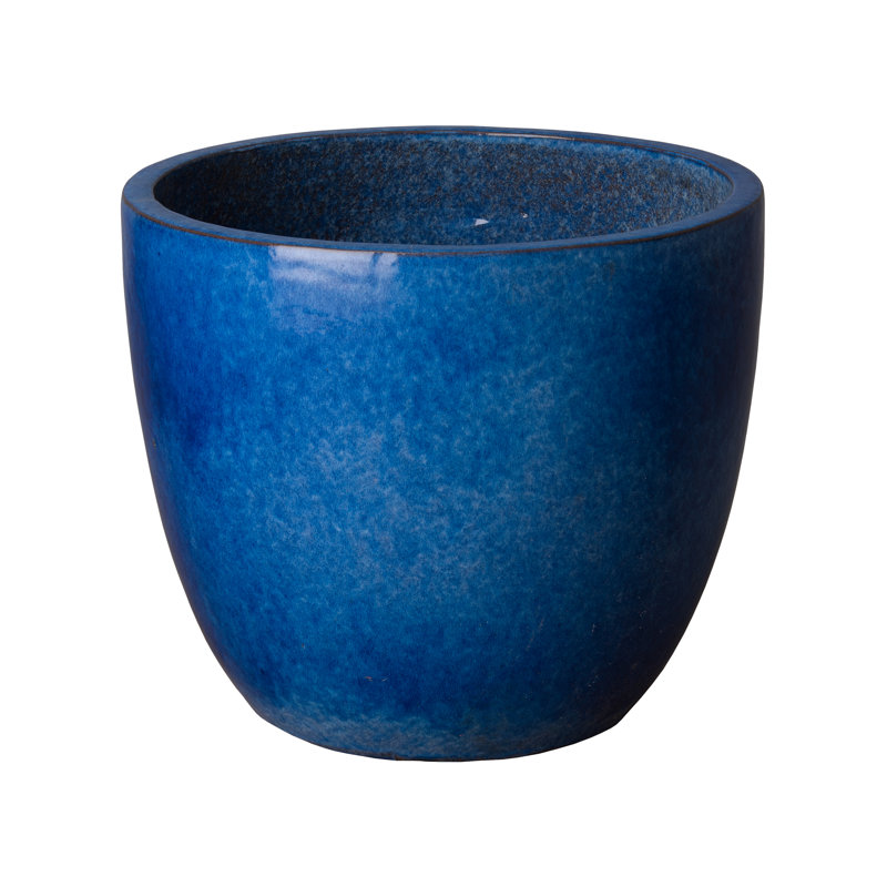 Silsbee Handmade Ceramic Pot Planter, Blue, 12" H x 14" W x 14" D