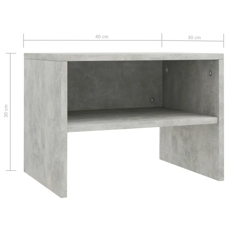 Caryll Bedside Table, Concrete Grey