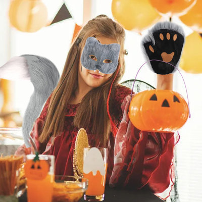 Wolf Foxs Tail Clip Ears And Gloves Set Halloween Christmas Fancy Party Costume Toys Gift For Women