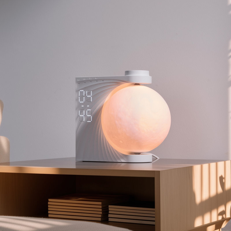 Color-Changing Moon Lamp Wake-up Light with Alarm Clock