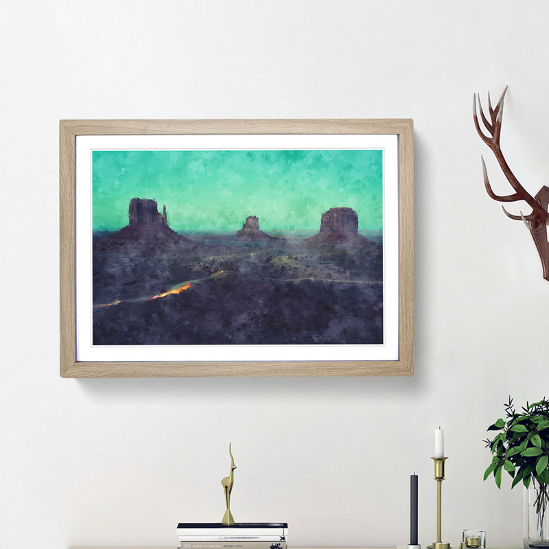 Oljato-Monument Valley - Picture Frame Painting Print, 62cm H x 87cm W x 2cm D, Oak Framed