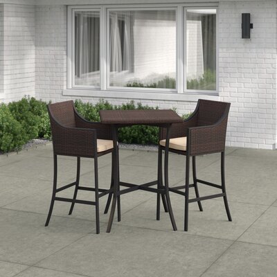 Zyvon 3 Piece Bar Height Dining Set with Cushions by Red Barrel Studio