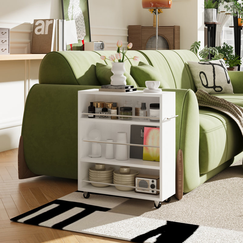 Armoire mobile avec espace de rangement étroit, Blanc