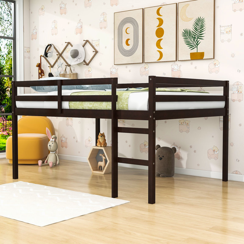Hirotsugu Contemporary Full Loft Bed With Low Height Design And Ample Under-Bed Storage, Espresso