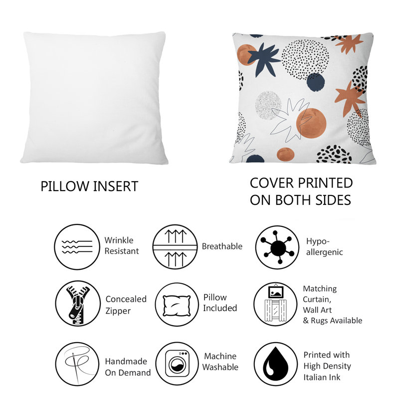 Coussin décoratif à motif d'une ligne avec des cercles de pois 12 po x 20 po