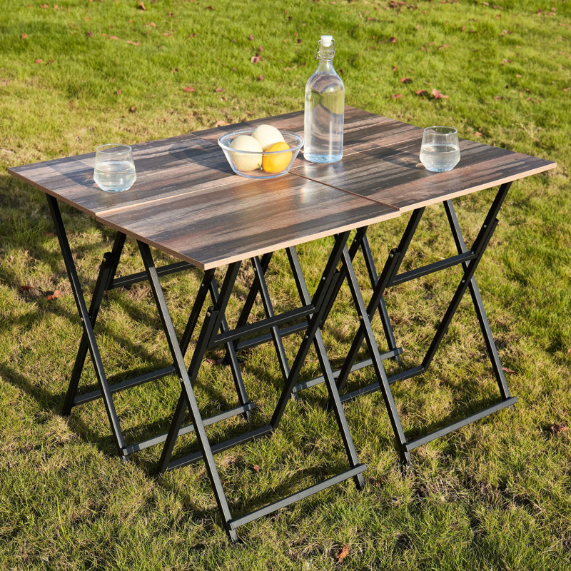 Tables de télévision pliantes rustiques brunes avec support, pour plateaux de salon limités, 4 espaces confinés