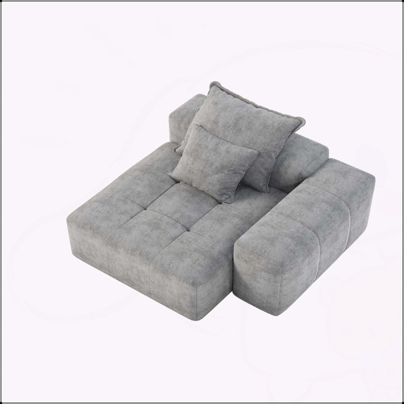 Canapé modulaire surdimensionné surdimensionné, canapé moelleux en tissu de chenille étincelant avec 2 coussins, canapé capitonné bricolage, aucun assemblage requis