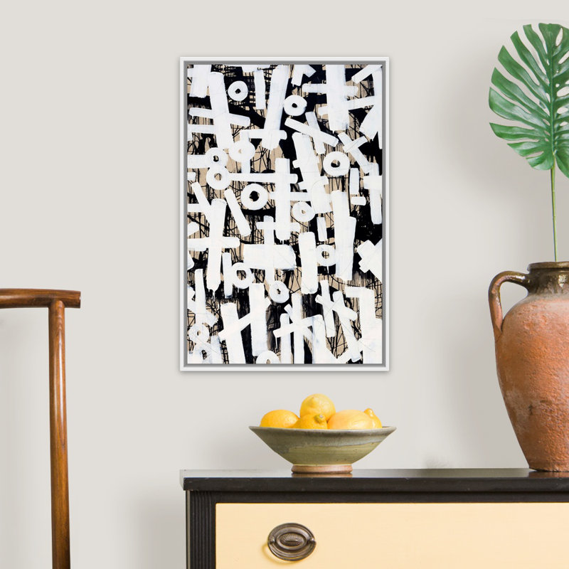 Reproduction d’art sur toile « brutal shorthand II » par Joshua Schicker, Cadre flottant noir, H 26 po x l 18 po x P 1,75 po