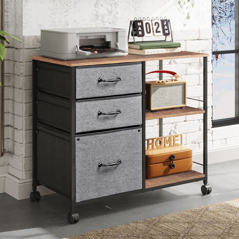 Classeur Kaylianna 29,6 po, classeur mobile avec tablettes et tiroirs de rangement, classeurs de bureau personnel pour format A4 / lettre / légal, classeur pour imprimantes