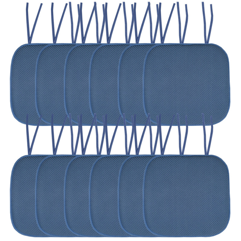 Coussin de chaise antidérapant en mousse à mémoire de forme 16 po x 16 po avec attaches Honeycomb, 6, Bleu