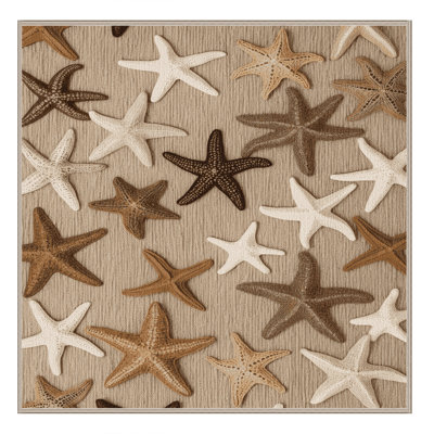 Washable Starfish Collection Coastal Area Rug