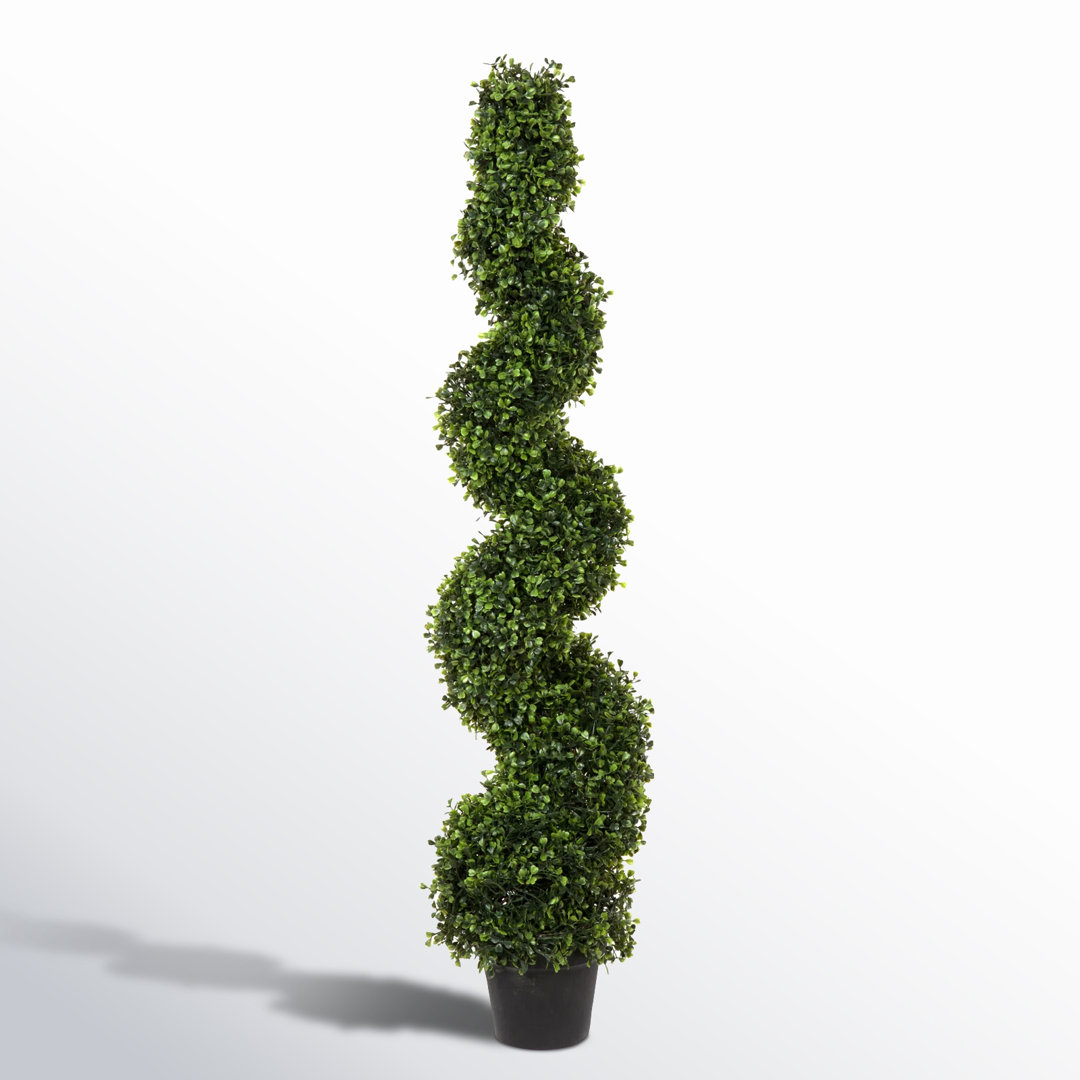 Wolfdale Artificial Potted Green Boxwood Spiral Tree Birch Lane™ Size: 48" H x 9" W x 9" D