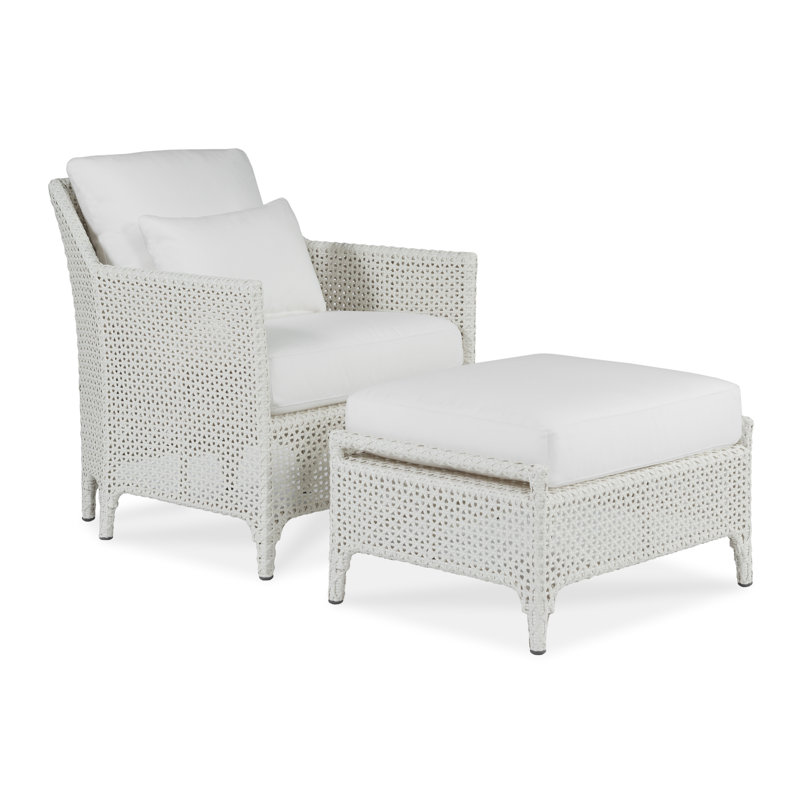 Tangier Outdoor Ottoman, Chalk White, Navy 71629L58