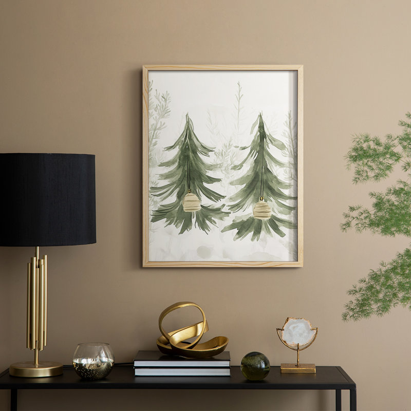 «Christmas Holiday Art», reproduction encadrée - bois massif, H 15 po x l 12 po, Naturel