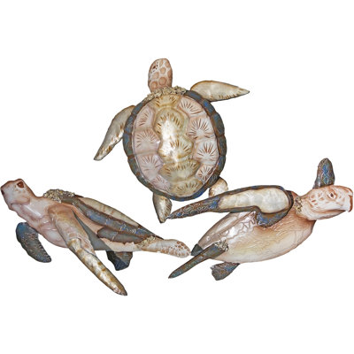 Art mural en métal et tortue de plage Capiz 20 x 30 x 3 po