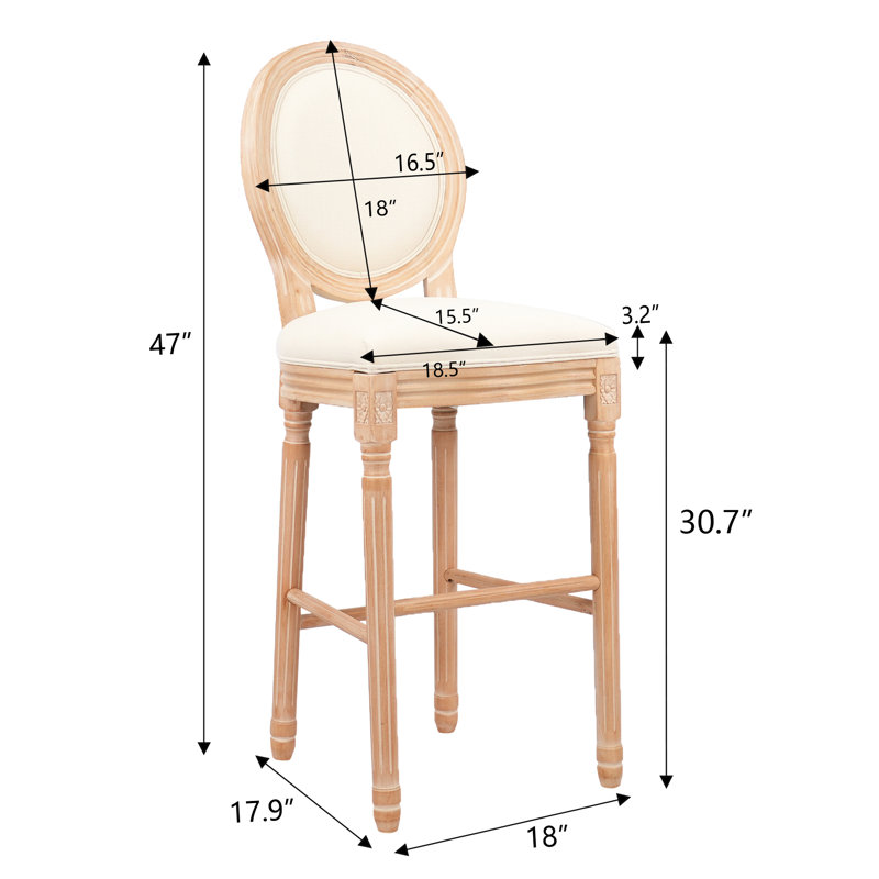 French Country Beige 2 - Siège confortable avec pieds en bois 2 au design élégant