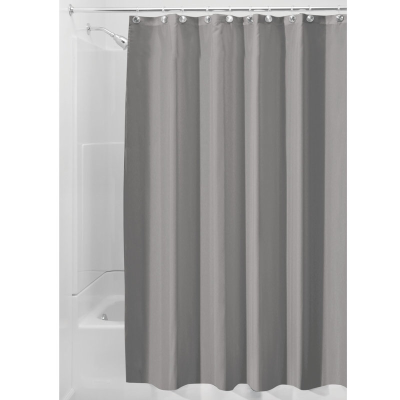 iDesign Fabric Shower Curtain, Water-Repellent and Mold- and Mildew-Resistant Liner, 72" x 72", Gray