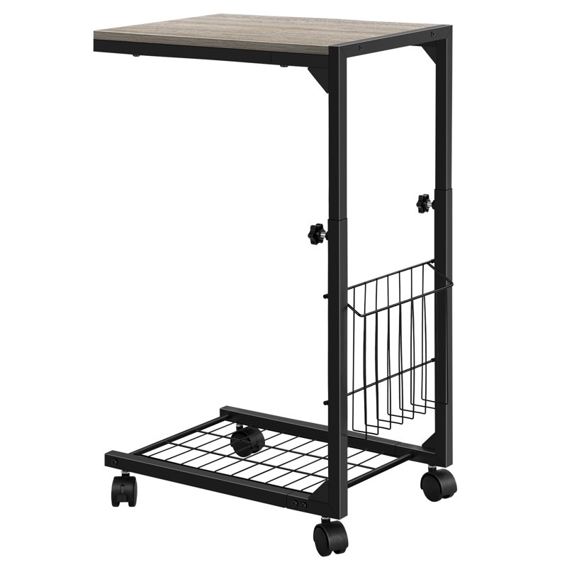 Table C simple relevable grise réglable: organiseur personnel mobile, Gris