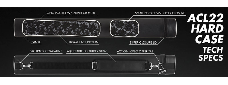 14" Pool Cue Case, Black/White