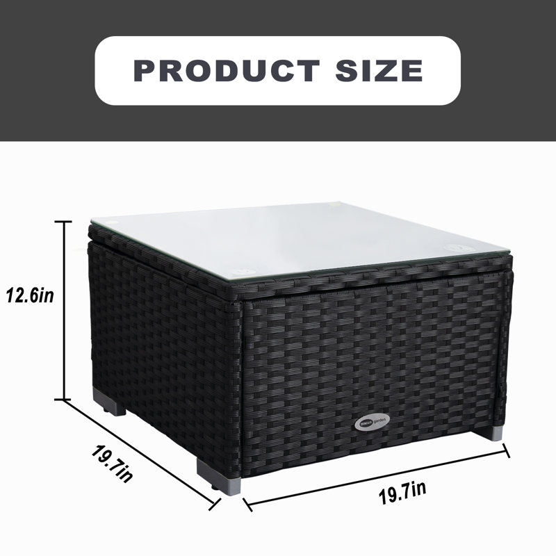 Forough Square Metal Outdoor Coffee Table , in. W in. D, 12.6" H x 19.7" W x 19.7" D, Black
