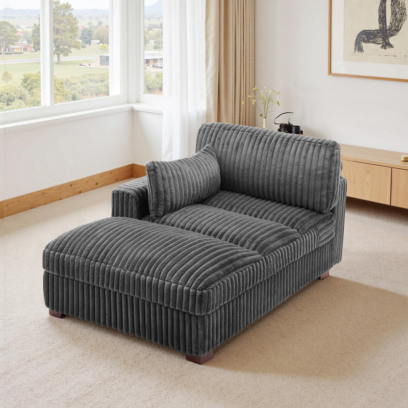 Bukvice Chaise Lounge, Grey, Left Hand Facing