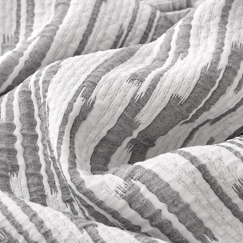 Courtepointe Sleep Zone Floral, Courtepointe pour lit simple / simple TG + 1 taie, Gris foncé à rayures