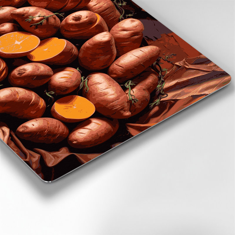 Art mural noir en métal légumes et patates douces, H 12 po x l 18 po
