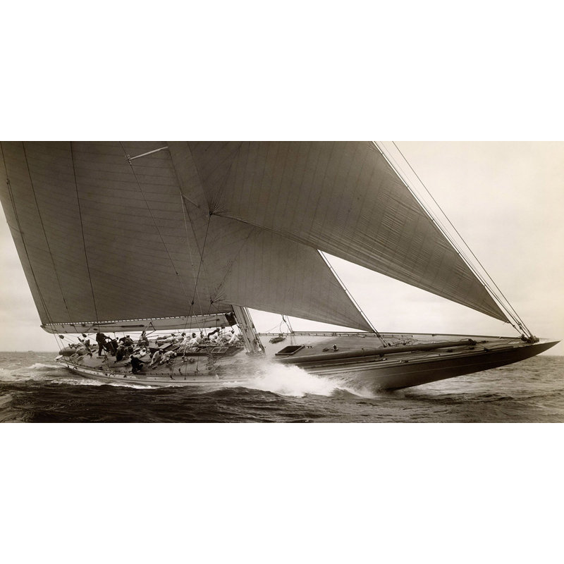 J Class Sailboat 1934 by Edwin Levick - Wrapped Canvas Print, 35cm H x 70cm W x 4cm D
