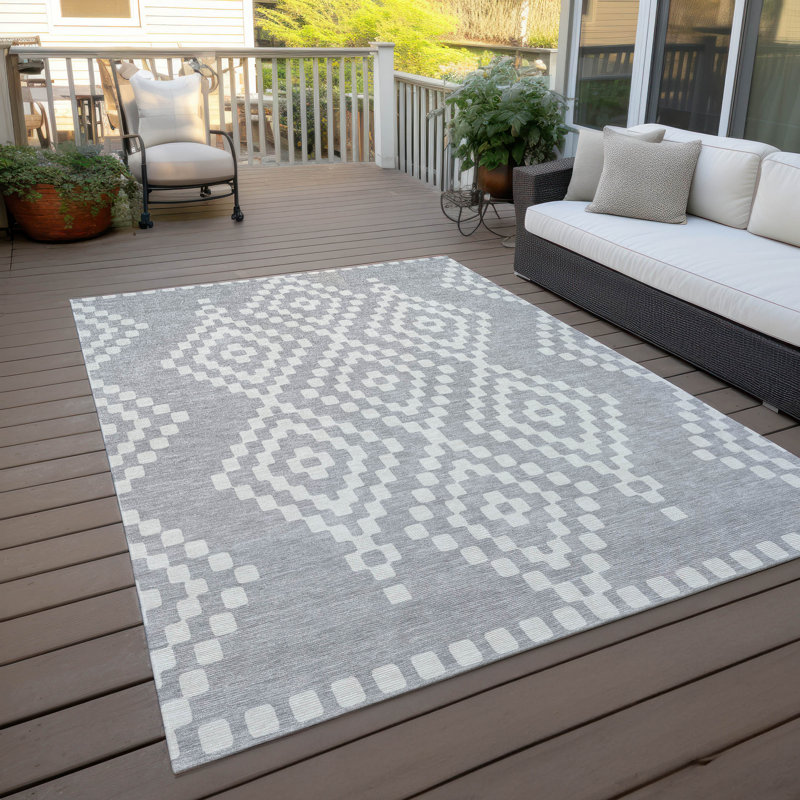 Malek Indoor/Outdoor Area Rug with Non-Slip Backing, Rectangle 10' x 14'