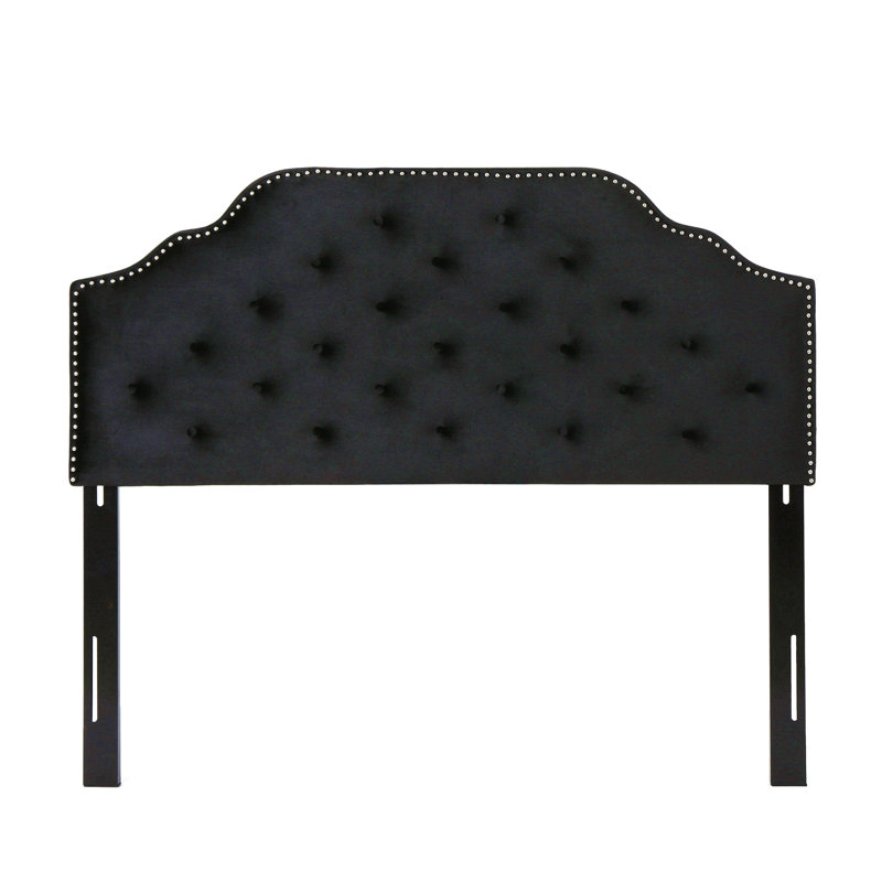 Tufted Upholstered Headboard Queen Size, Solid Wood Head Board With Durable Metal Legs, Adjustable Height Queen Headboard With Nailhead Trim,Fabric Headboard In Modern Button Tuffted Design