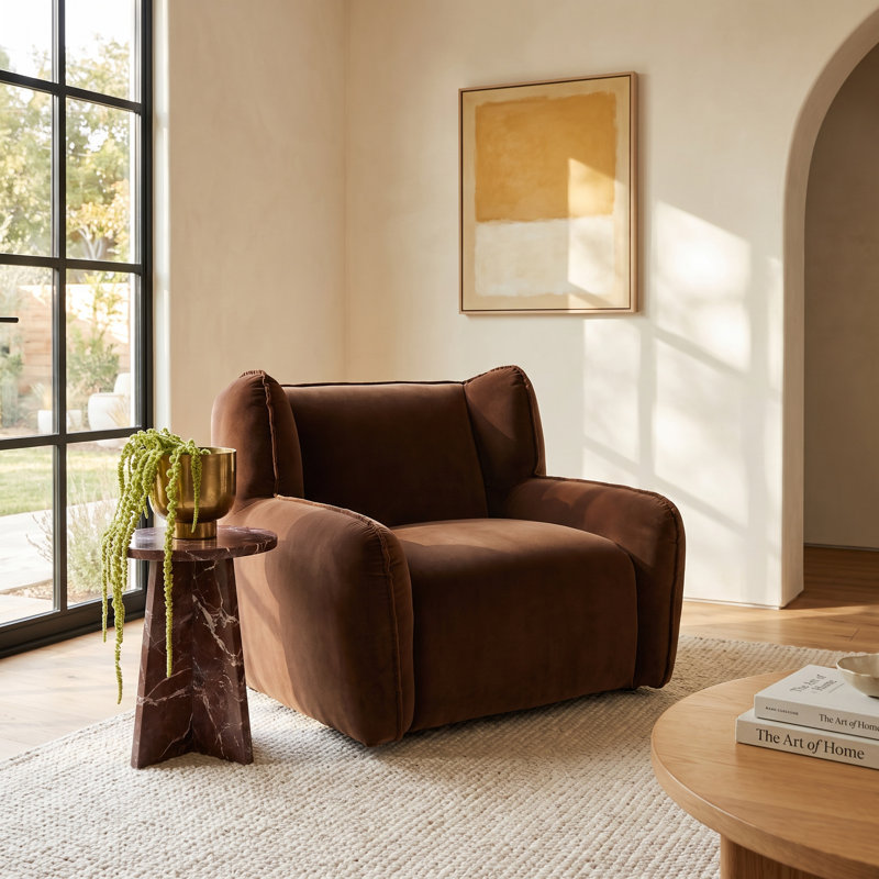 Savina Thaddeus Oversized Upholstered Swivel Chair, Surrey Ochre Performance Velvet