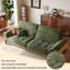 Causeuse 110,24 po en mélange de lin vert avec coussins décoratifs