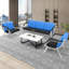 Ensemble de mobilier de salon moderne 3 pièces - Canapé 3 places en tissu bleu et noir + 2 fauteuils d'appoint avec structure en métal, pour la maison et le bureau-101038631