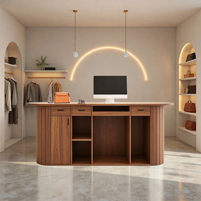 Modern Reception Desk with Lockable Drawer – Single Countertop Front Desk for Salons, Spas, Boutiques, and Retail Spaces